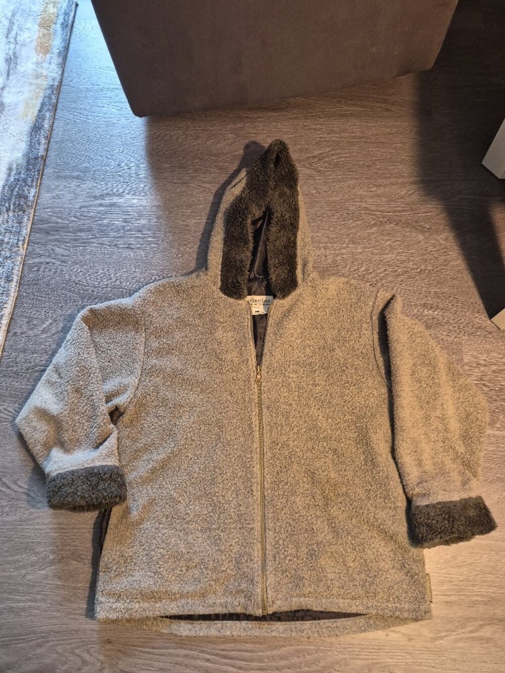 Vintage 90s Columbia Sportswear Sherpa Fleece Zip Hoodie Made in USA Women's L